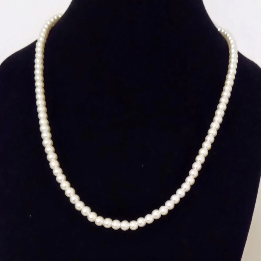 Cream White Pearl Necklace Long Strand Jewelry